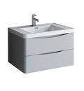 Glossy Gray Wall Hung Bathroom Cabinet with Integrated Sink F580