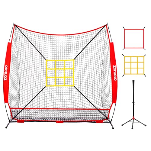 7x7 ft Baseball Net with Batting Tee and Carry Bag W190