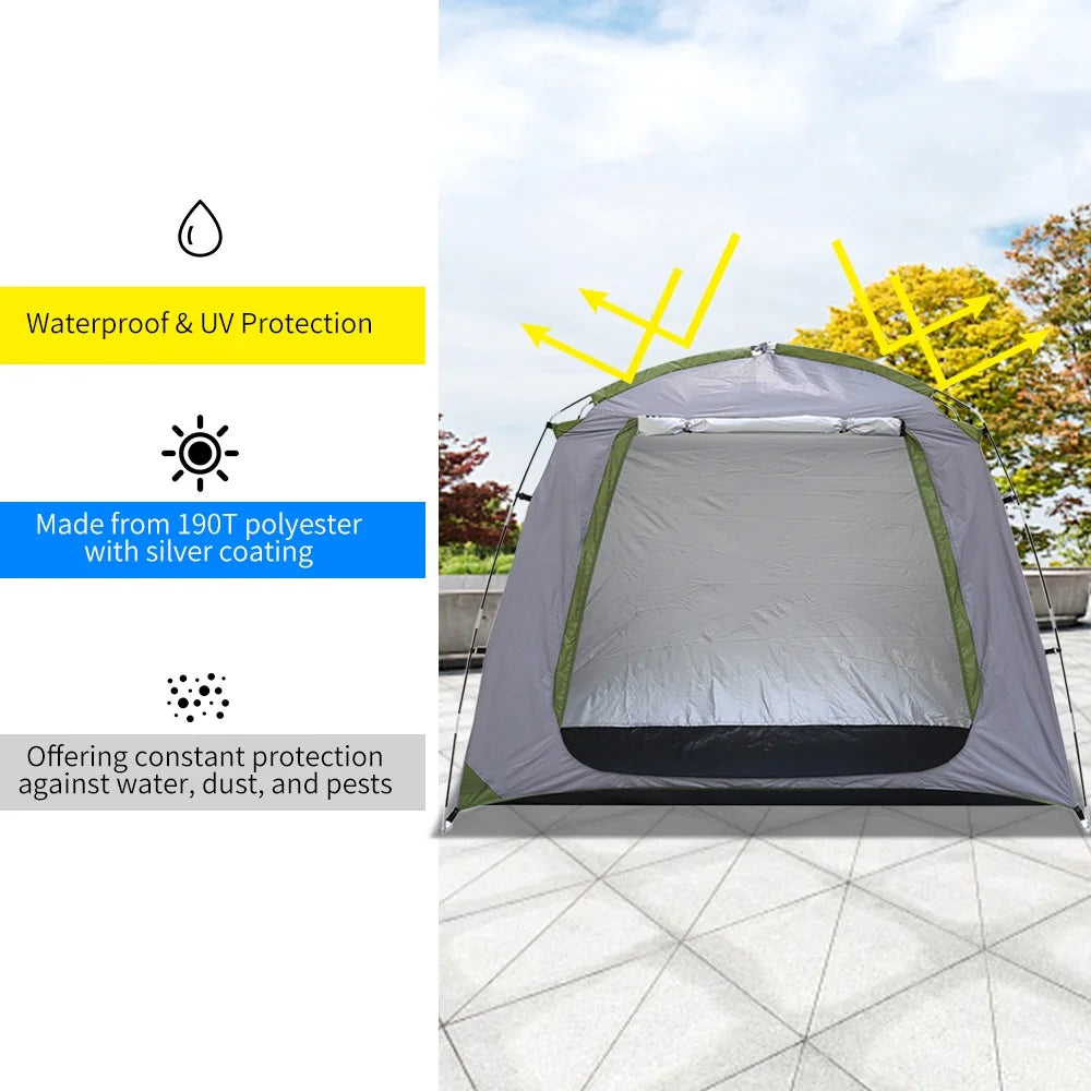 Silver Coated Polyester Waterproof Bike Shelter Storage Shed V1469