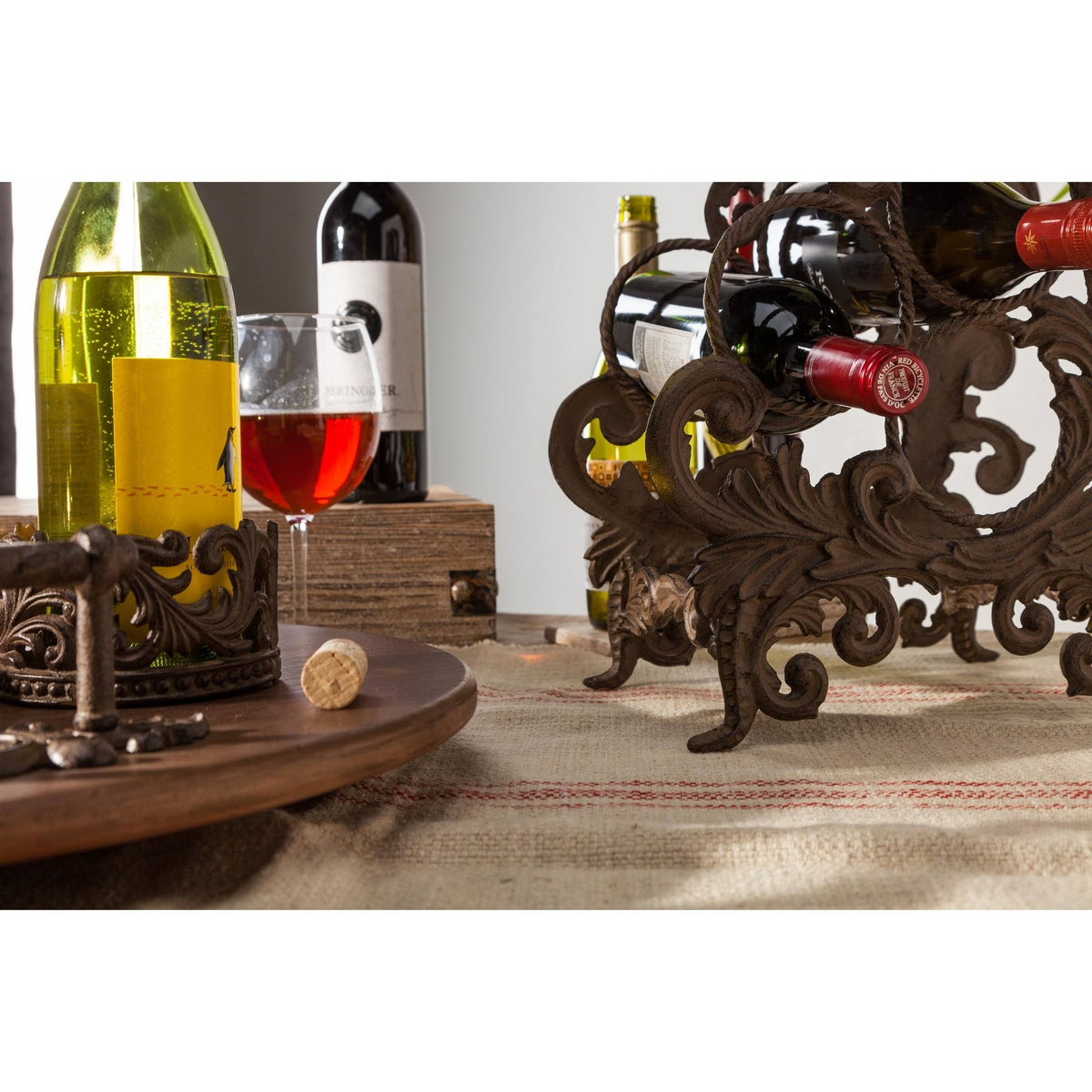 Wood Lazy Susan with Metal Handles P3827