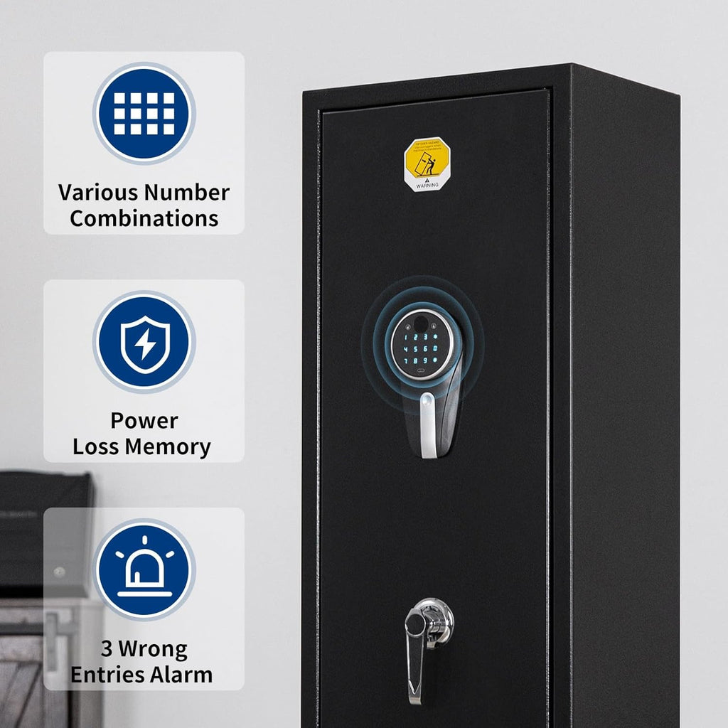 6 Long Gun Safe with Keys Keypad Wall Mount R394