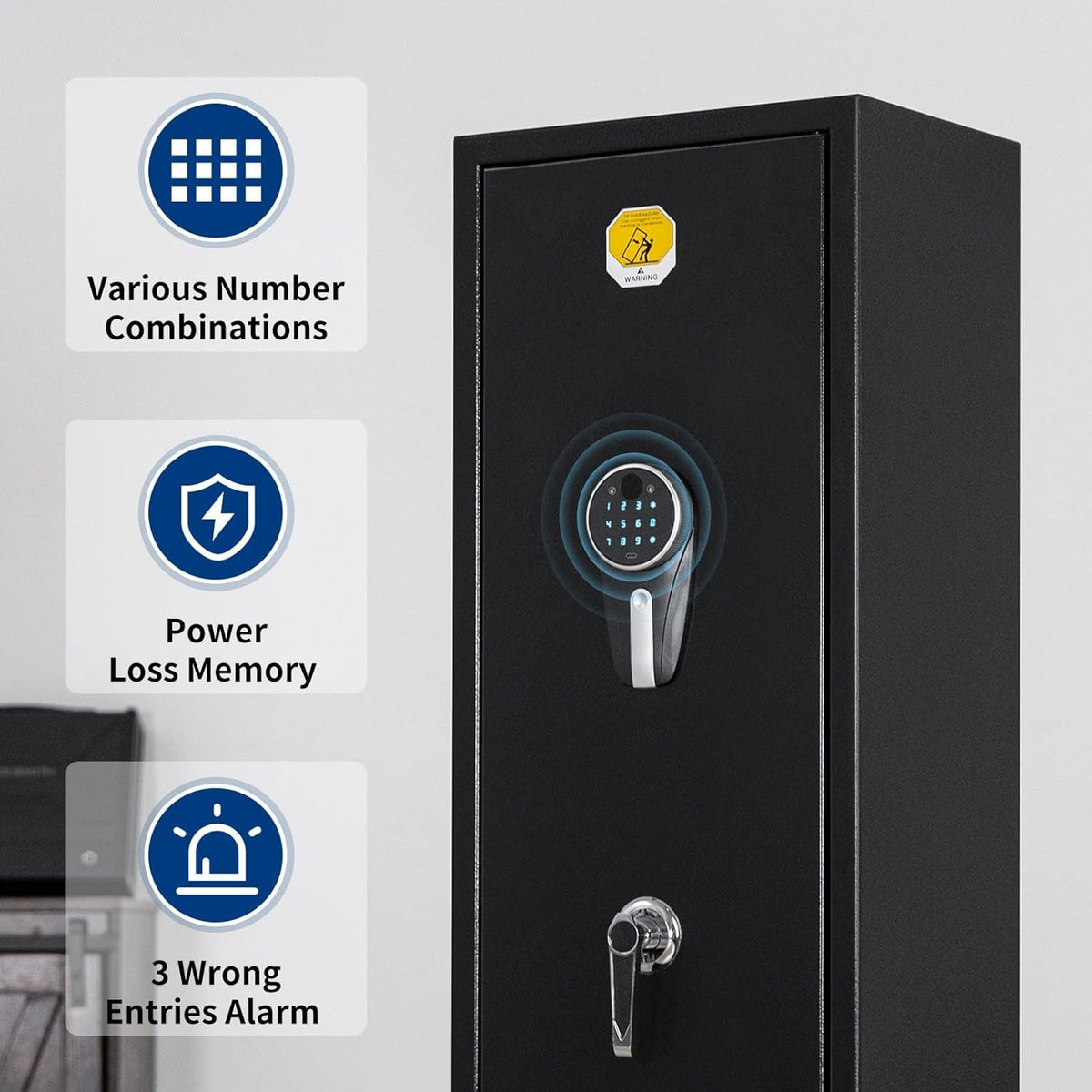 6 Long Gun Safe with Keys Keypad Wall Mount R394