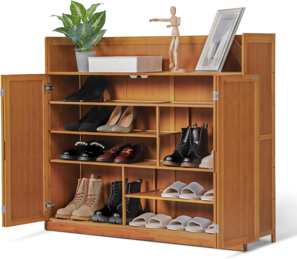 5 Tier Bamboo Shoe Cabinet with Doors J305