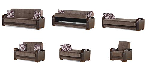 Brown Convertible Sofa Bed with Storage Space Includes 2 Pillows U660