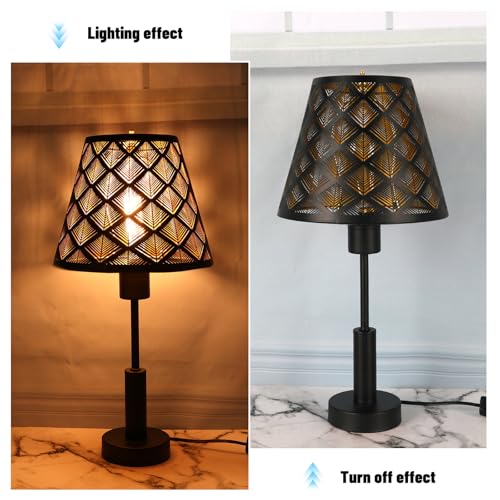 Metal Small Lamp Shade Etched Arrows 5" Top X 9" Bottom X 7" High Black Outside Gold Inside P7196