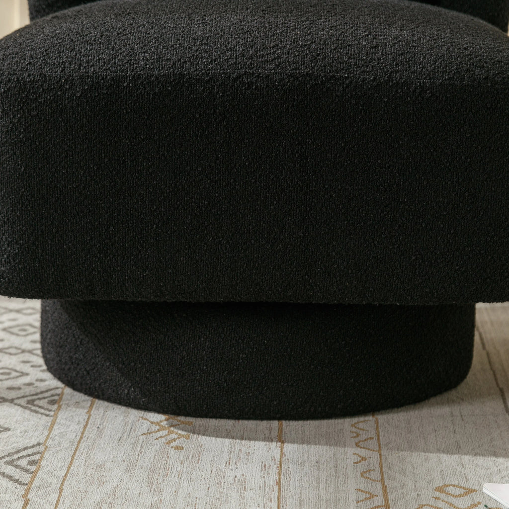 Black 360 Degree Swivel Accent Barrel Chair B65208