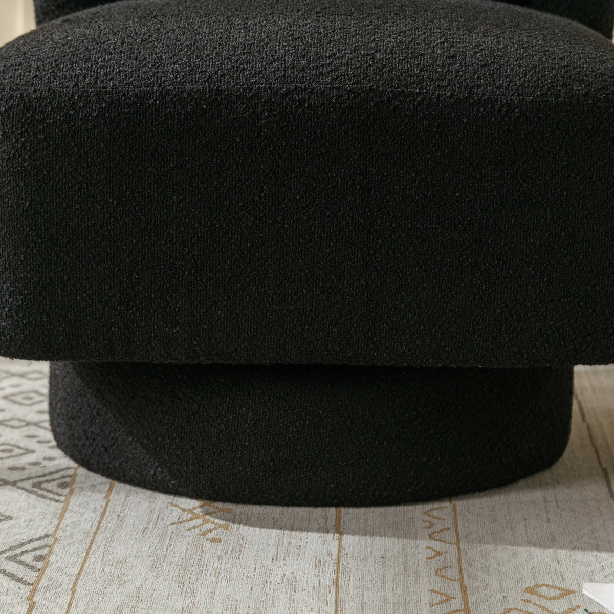 Black 360 Degree Swivel Accent Barrel Chair B65208