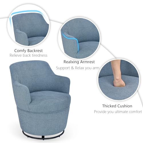 Blue Swivel Accent Chair with Ottoman I3911