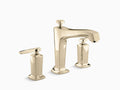 French Gold Deck Mount Bath Faucet Trim D66726