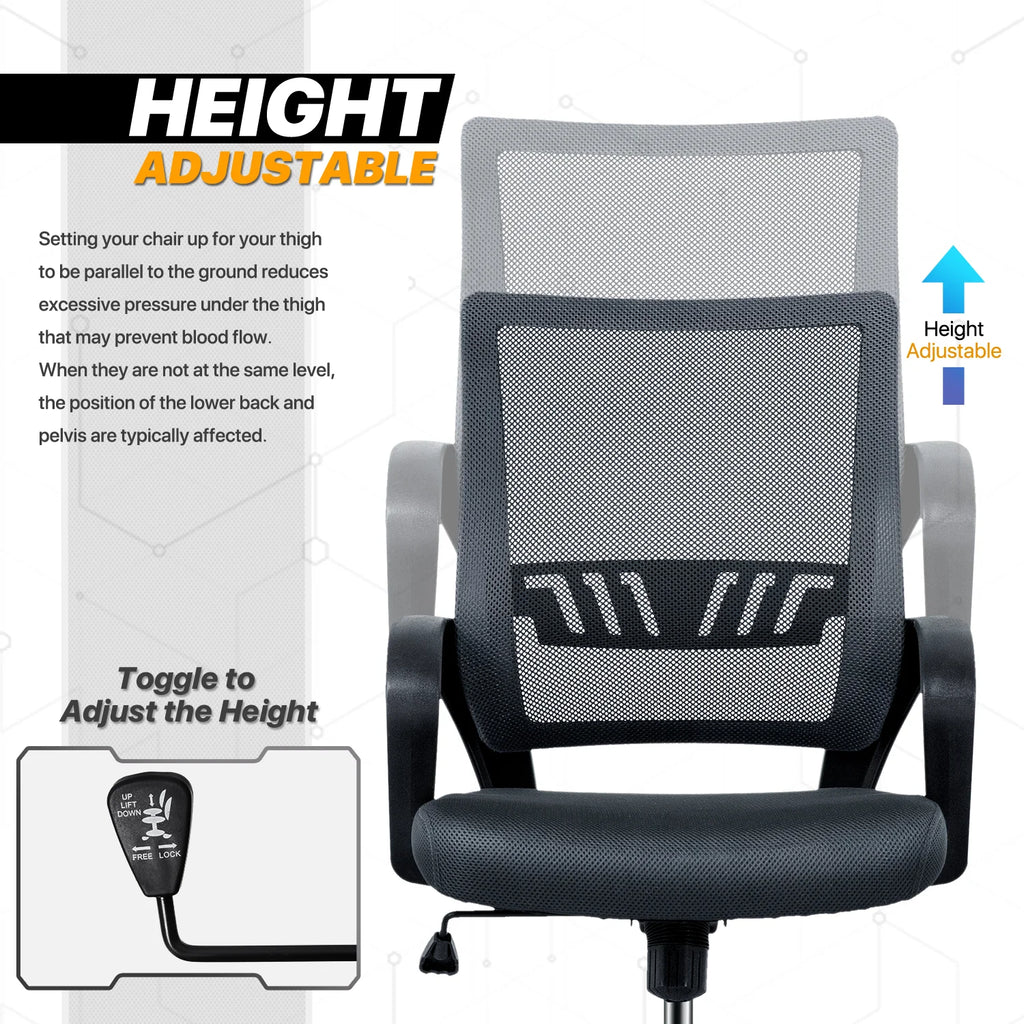 Grey Mesh Ergonomic Office Chair with Lumbar Support X6989