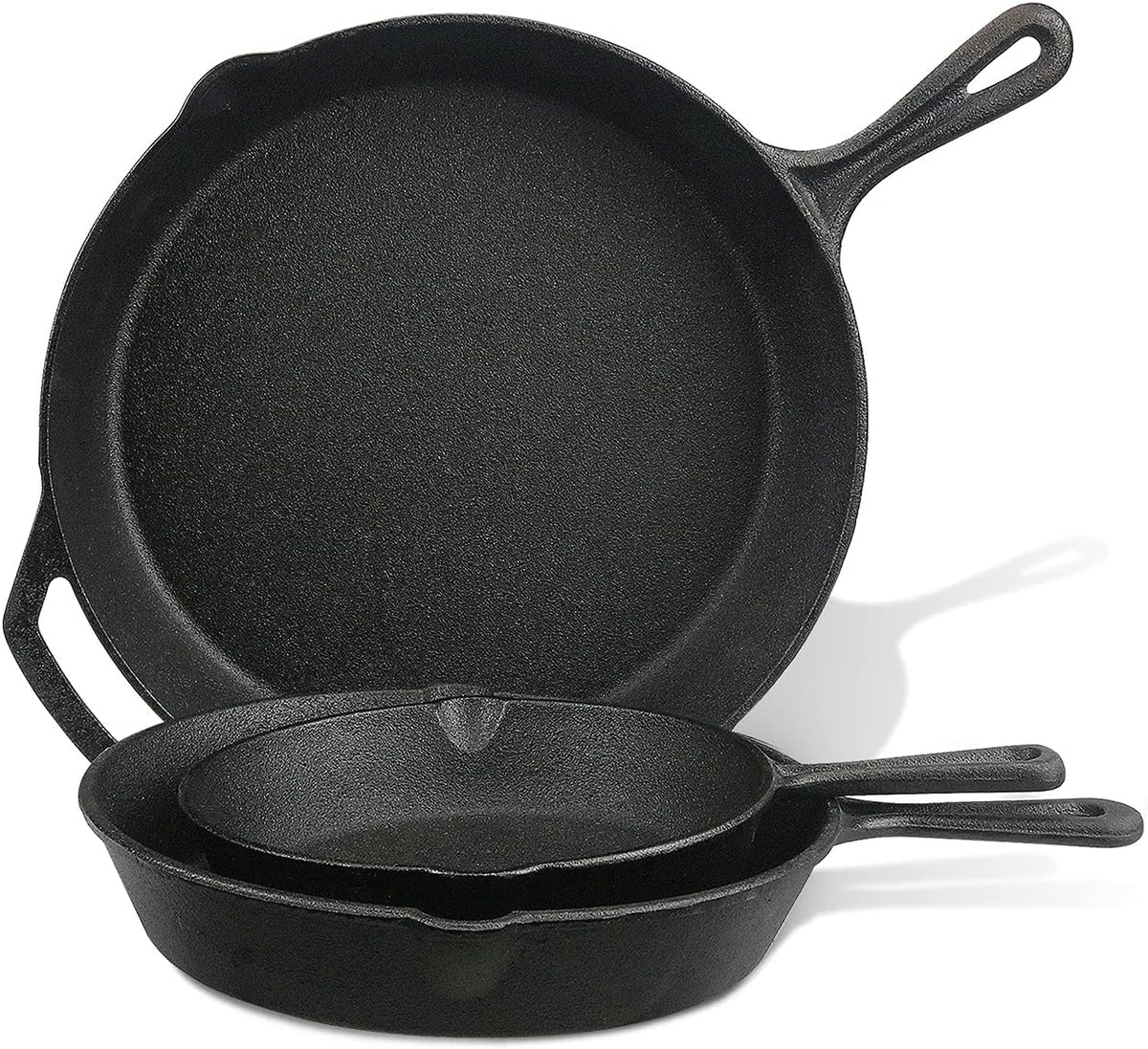 Cast Iron Skillet 3-Pack Set (8, 10, 12) Pre-Seasoned Cookware R199663