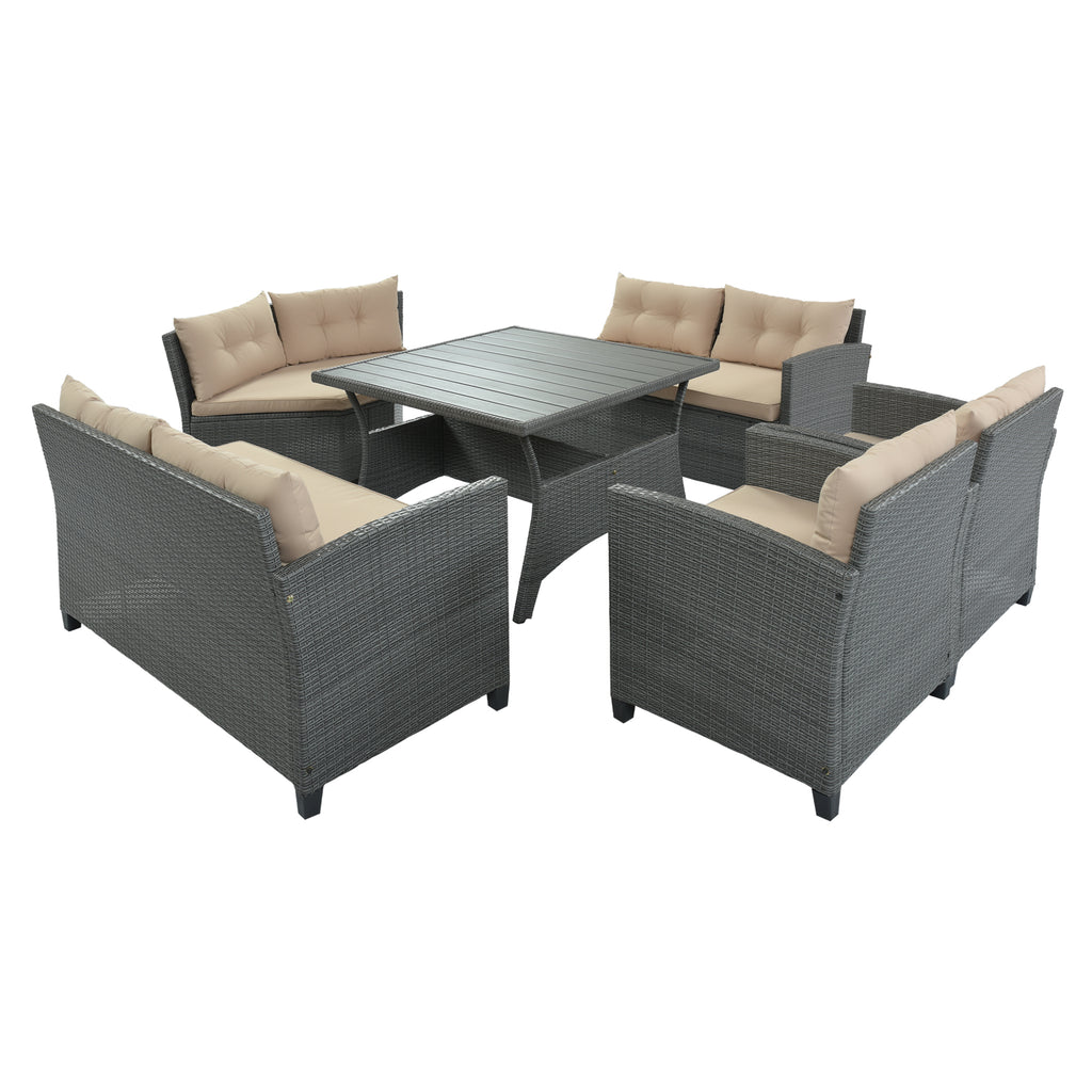 6-Piece Outdoor Wicker Sofa Set with Cushions and Pillows J617