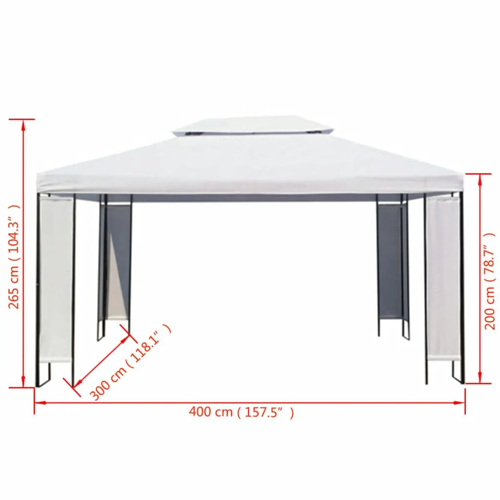 White Steel Frame Garden Canopy Tent Sun Shelter 118.1 x 157.5 Inches L205