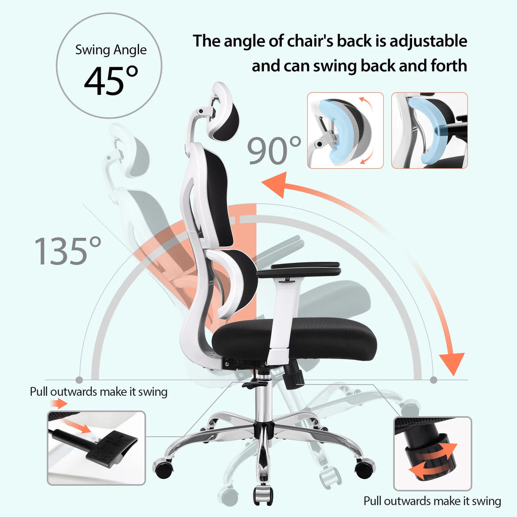 Black High Back Ergonomic Office Chair with Lumbar Support K425