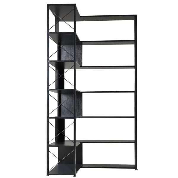 7-Tier L-Shaped Corner Bookcase with Metal Frame D3159