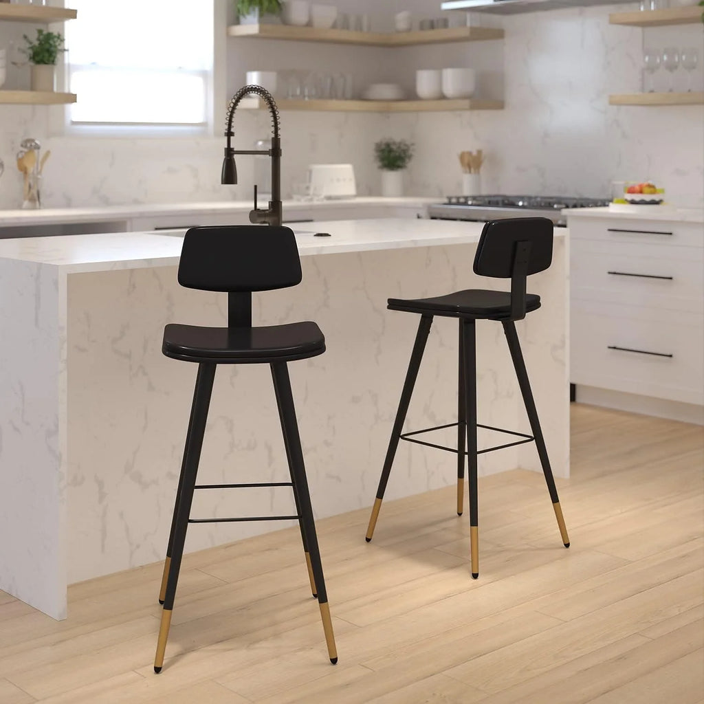 Black Adjustable Low Back Barstool W140321