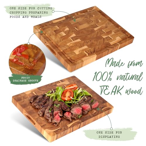 XL Acacia End Grain Wood Cutting Board (20x15x1.5in) I447726