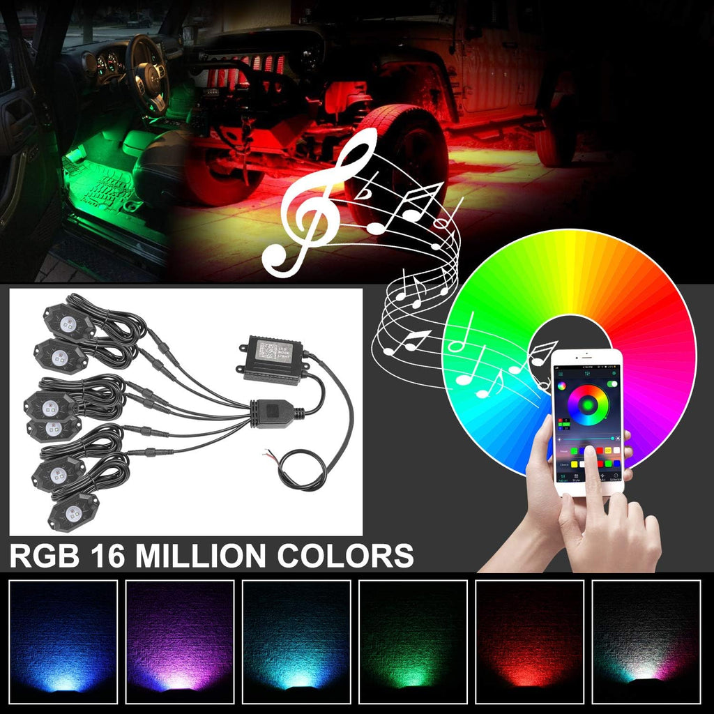 RGB LED Rock Light Kits with 6 Pods, Pack of 2 H118603