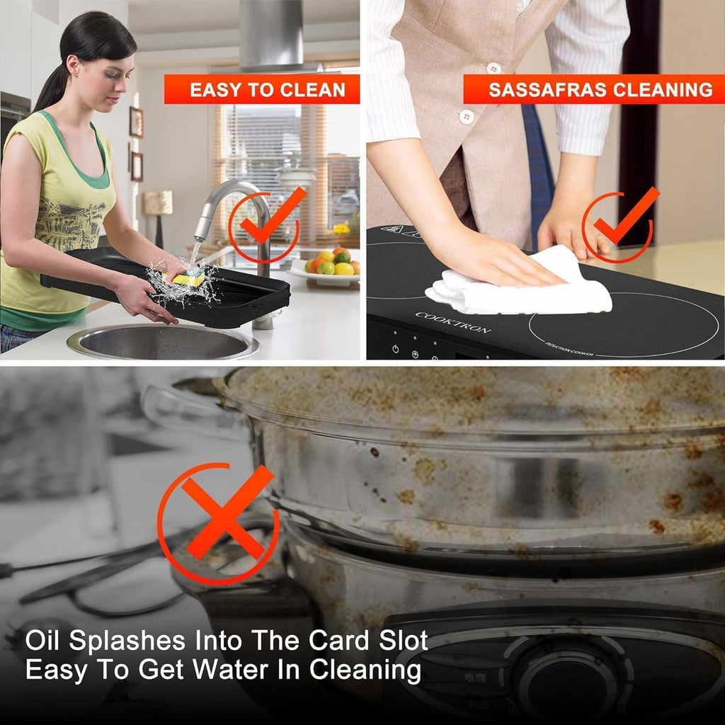 Induction Cooktop 2 Burner with Removable Iron Cast Griddle Pan Non-stick S951