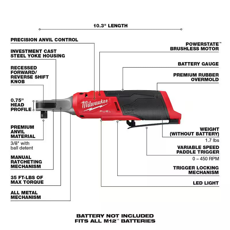 12V Lithium-Ion Brushless Cordless High Speed 3/8 in. Ratchet G111