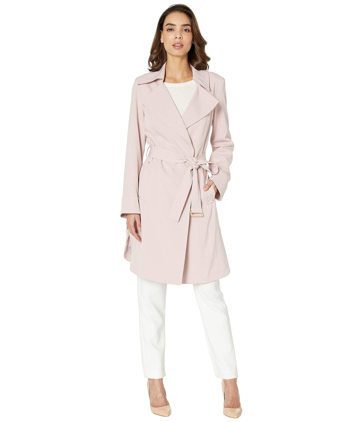 Belted Trench, Dusty Pink E979