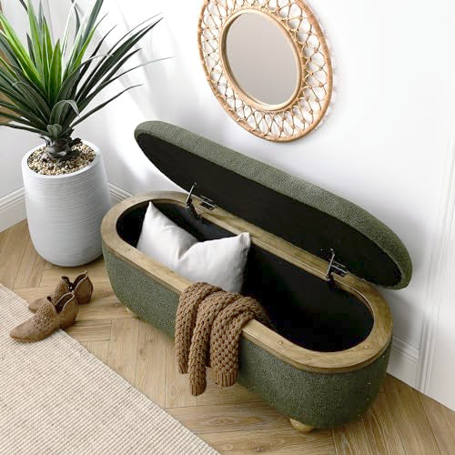 Dark Blue Upholstered Storage Ottoman Bench G6959