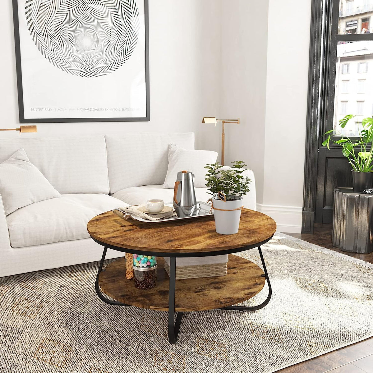 35.8 Inch Wood Coffee Table with Storage E164