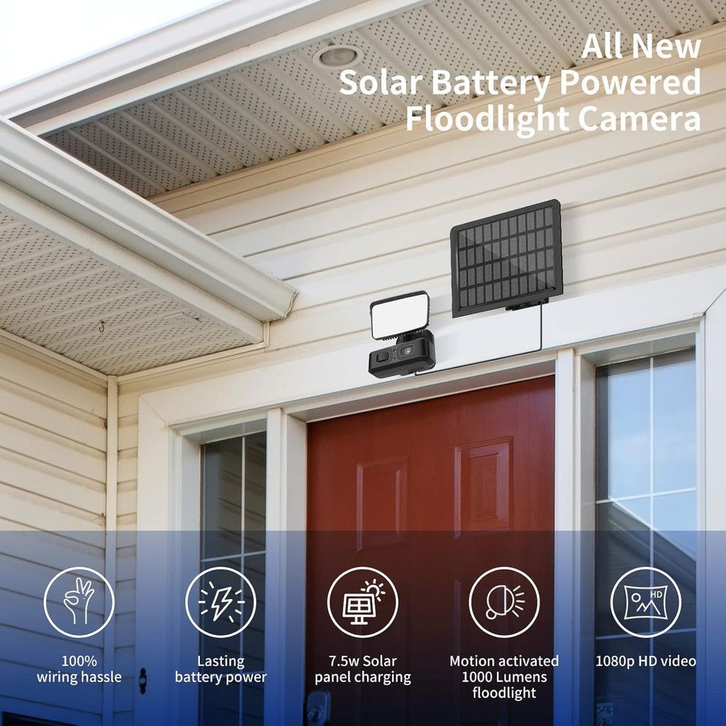 Wireless Solar Battery Powered Outdoor Security Camera with 2-Way Audio and IP66 Waterproof Q855