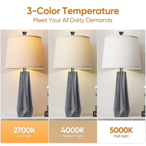 3 Color Temperature Table Lamps Set of 2 Linen Shade Y8048