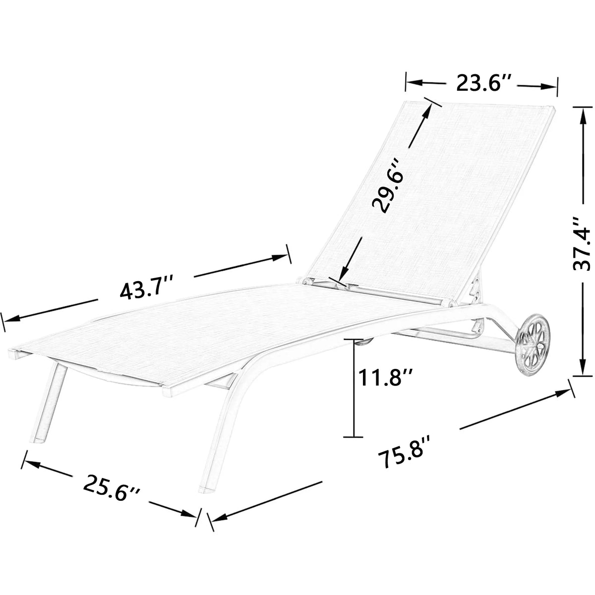 Aluminum Textilene Adjustable Chaise Lounge Chair N1365