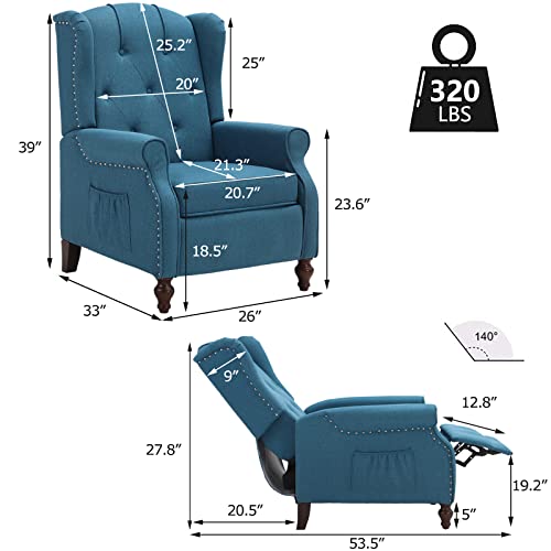 Tufted Fabric Pushback Recliner Chair with Remote Control R1509