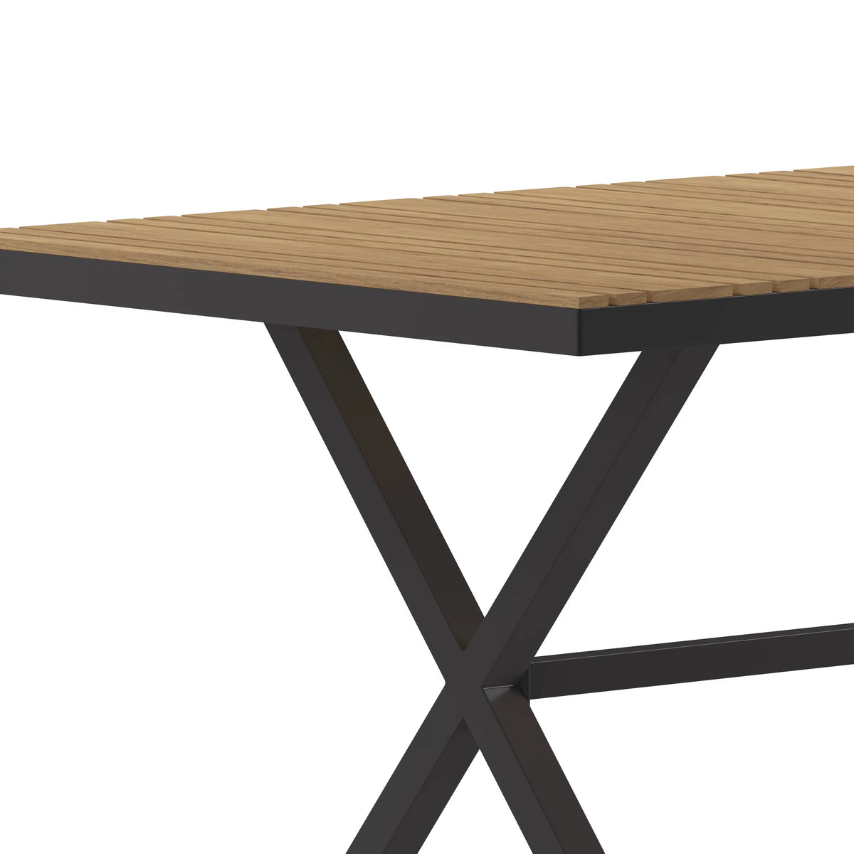 Outdoor Dining Table with Faux Teak Poly Slats and Metal Frame B647