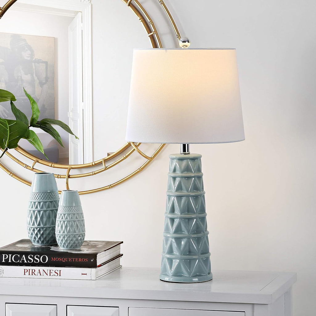 Soft Blue Ceramic 26-inch Table Lamp J252