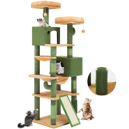 Tall Cat Tree Tower with Self-Grooming Brush, Sisal Scratching Posts and Board Z425813