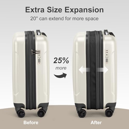 Expandable 2 Piece Hardshell Luggage Set with TSA Lock Spinner Wheels Black F404642