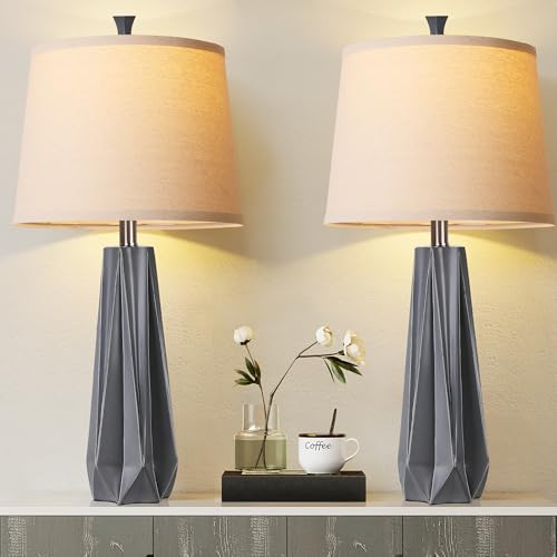 3 Color Temperature Table Lamps Set of 2 Linen Shade Y8048