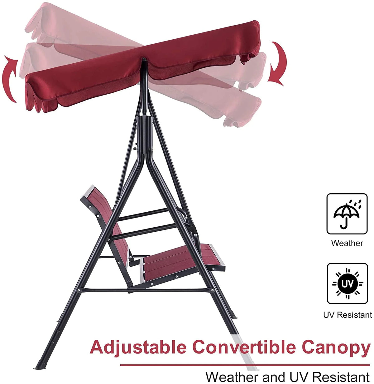 Dark Grey 3-Person Canopy Swing Chair L35715