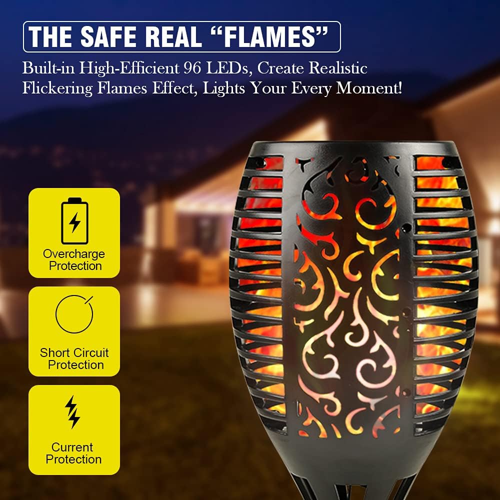 96 LED Waterproof Solar Tiki Torches 4 Pack K3814
