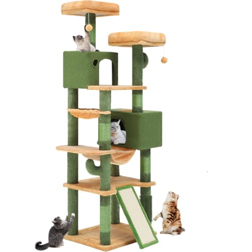 Tall Cat Tree Tower with Self-Grooming Brush, Sisal Scratching Posts and Board Z425813