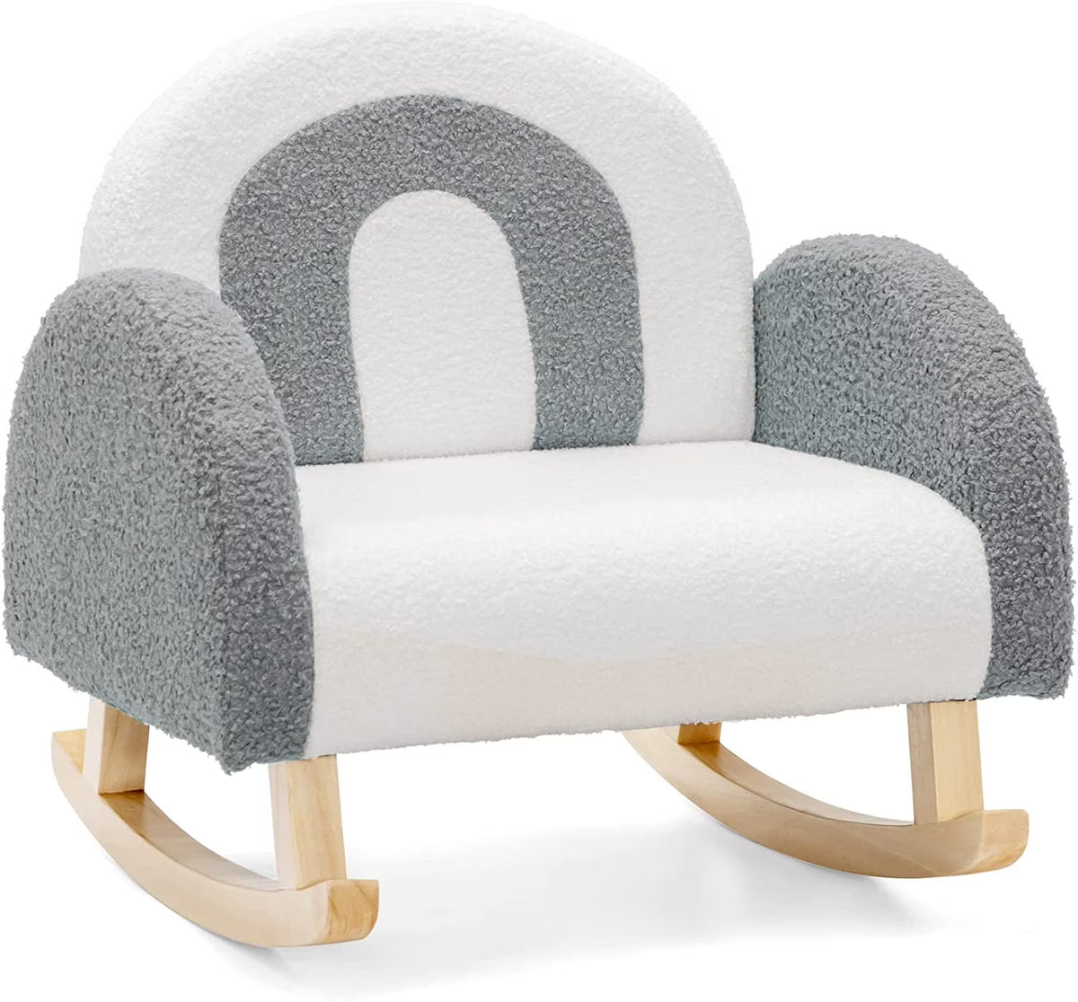 Grey Toddler Rocking Chair with Solid Wooden Frame A64360