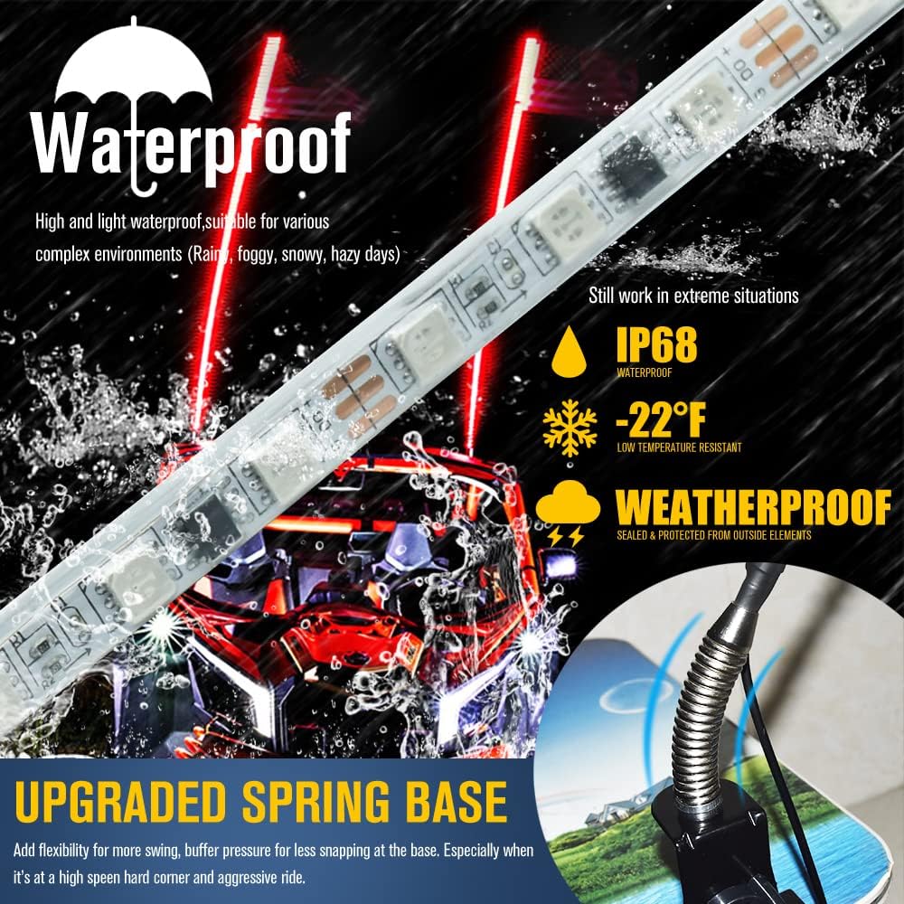 2.7FT LED Whip Lights Antenna Kits, Pack of 2 C74108