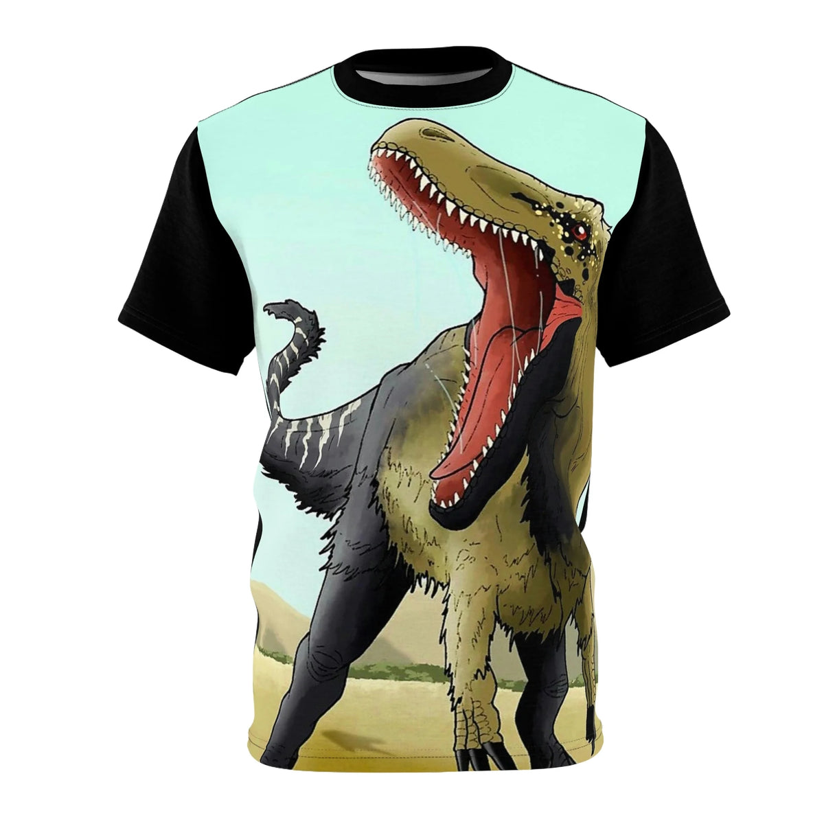 Angry Dinosaur Screamer Abstract Printed Unisex AOP Cut & Sew Tee P38827