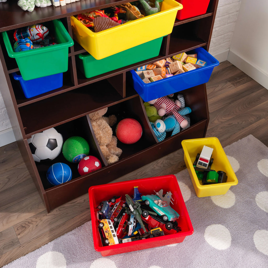 Wood Wall Storage Unit Organizer with 8 Bins K852
