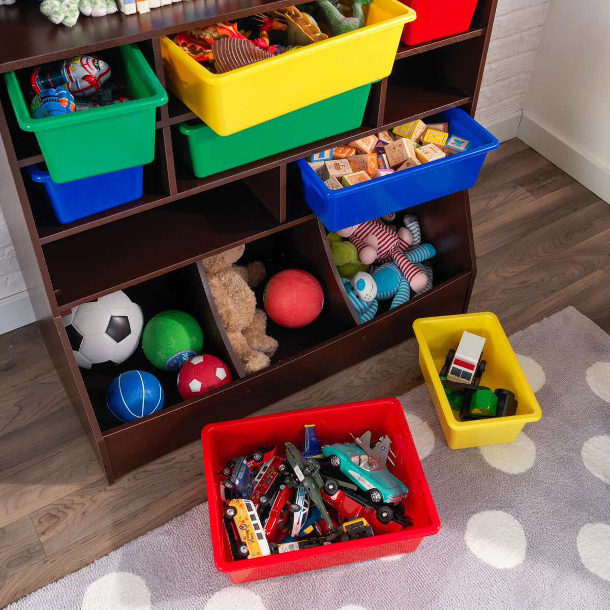Wood Wall Storage Unit Organizer with 8 Bins K852