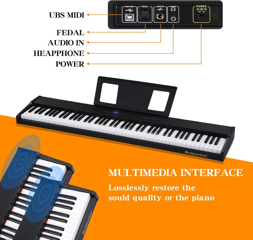 88 Key Semi-Weighted Portable Digital Piano with Sustain Pedal I999764