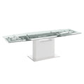 Clear Glass Dining Table with High Gloss White Lacquer Base C1899