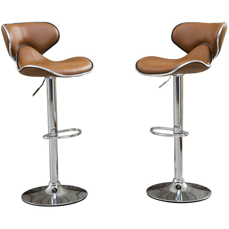 Faux Leather Swivel Barstool in Camel - Set of 4 R6582