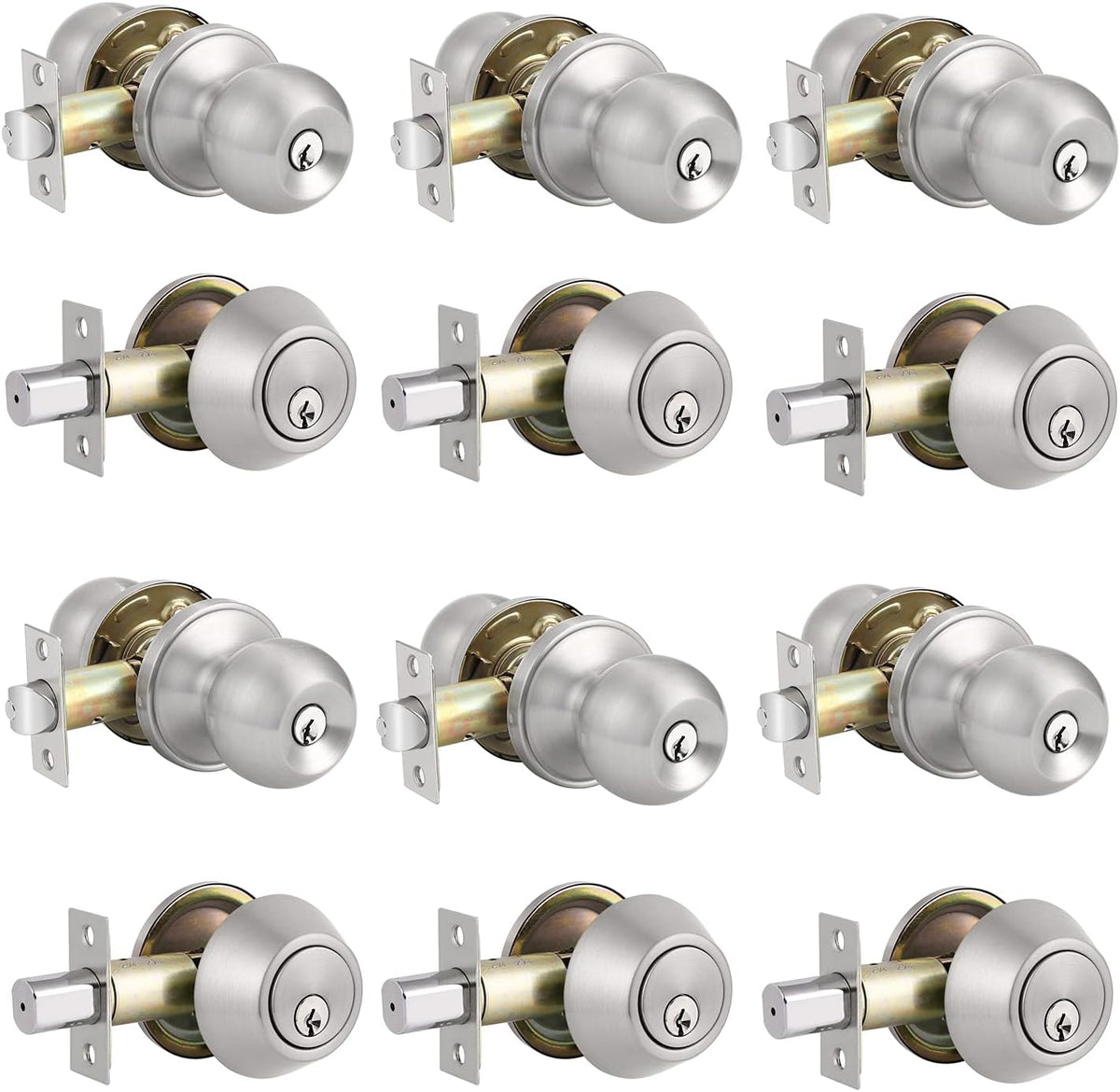 Entry Door Knobs with Single Cylinder Deadbolt, Satin Nickel Finish, Pack of 2 Y255978
