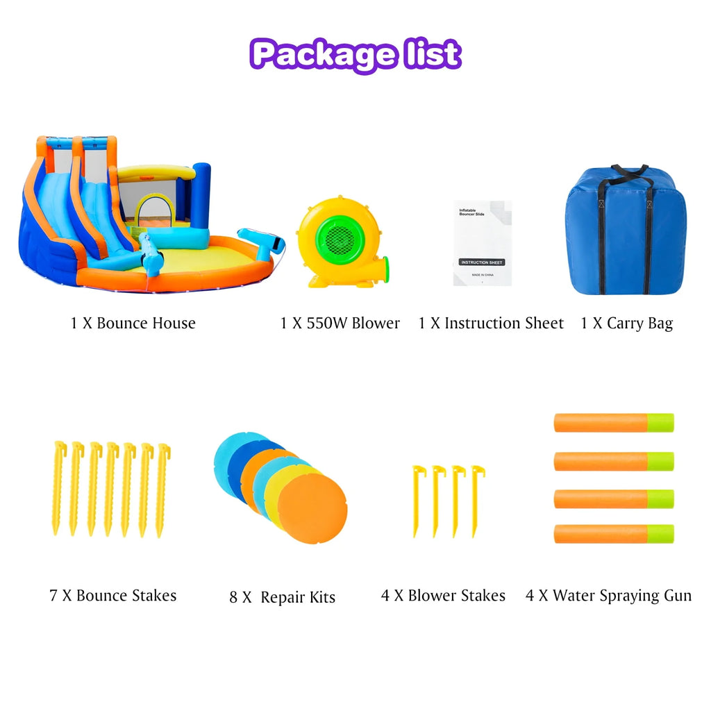 Kids Inflatable Water Slide Bouncer with Pool and Climbing Wall A5564