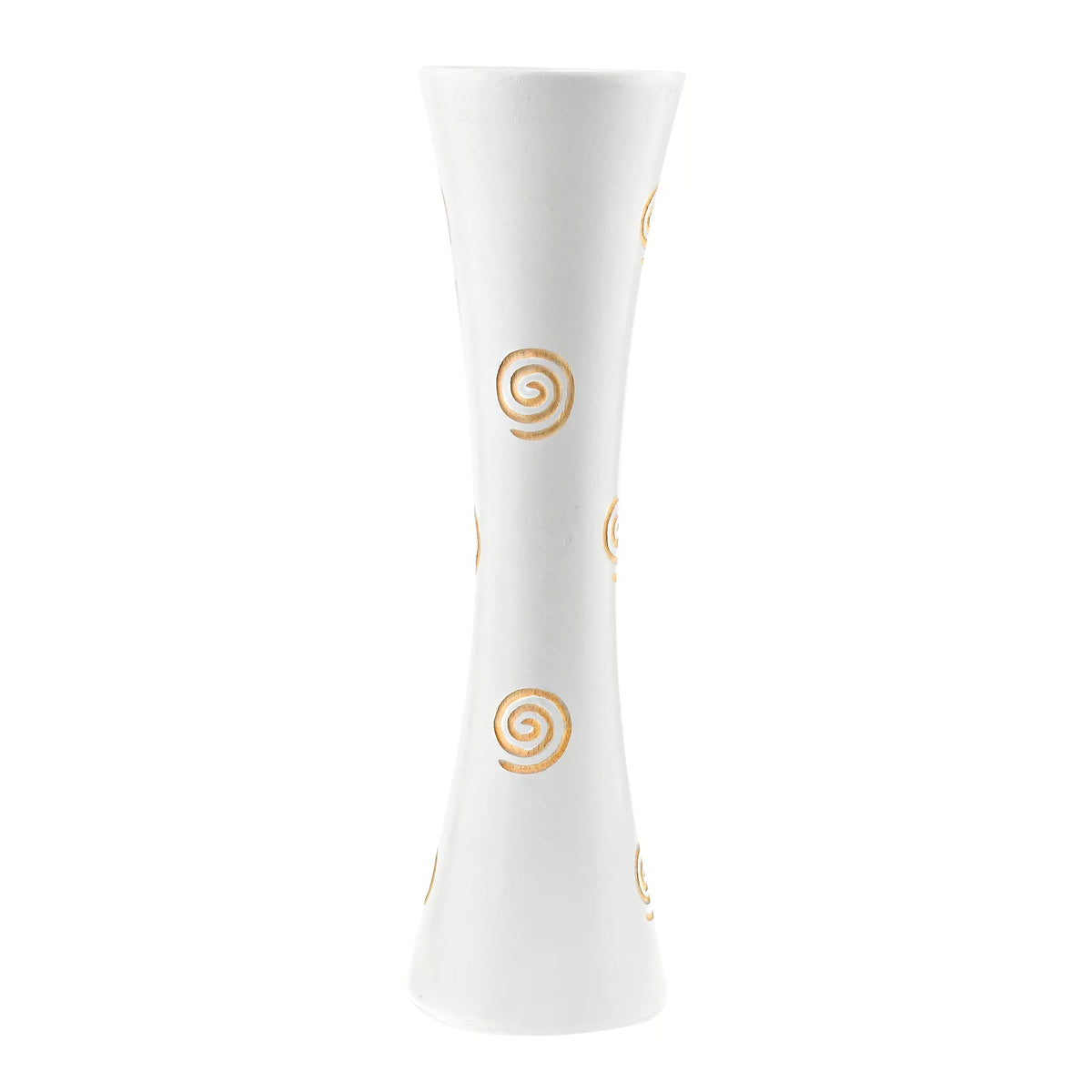 White Carved Spiral Mango Wood Flower Vase Q5893